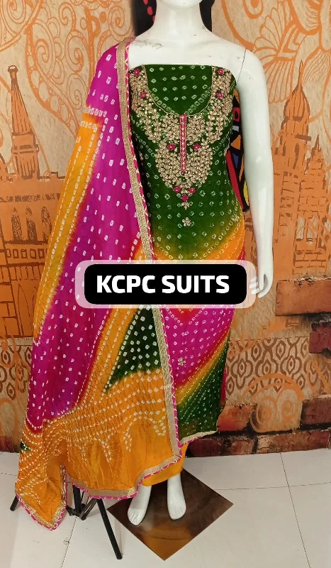 KcPc New Art Silk Bandhani Gotapatti Work Salwar Suit KML