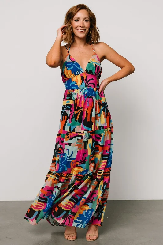 Crystal Maxi Dress | Black Multi Print