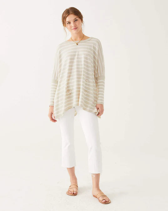 Mersea The Catalina Travel Sweater Sand/White Stripe