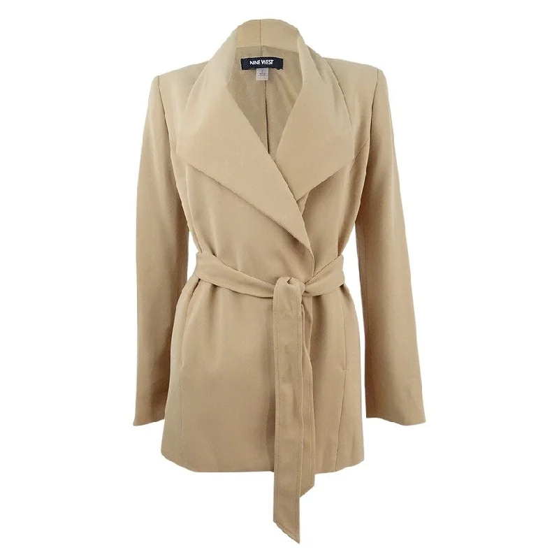 Nine West Women's Tie-Front Trench Blazer (2, Biscotti)