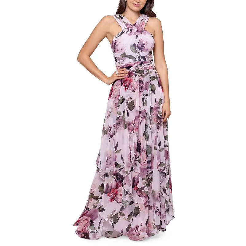 Xscape Womens Criss-Cross Maxi Maxi Dress