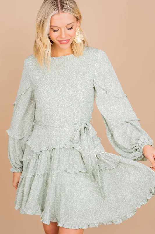 All That You Love Sage Green Ditsy Floral Dress