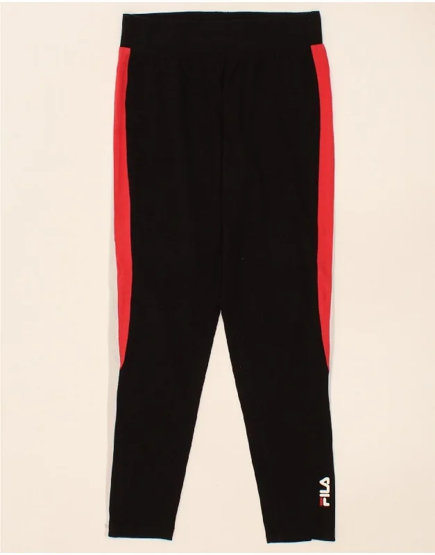 FILA Womens Tracksuit Trousers UK 12 Medium Black Colourblock