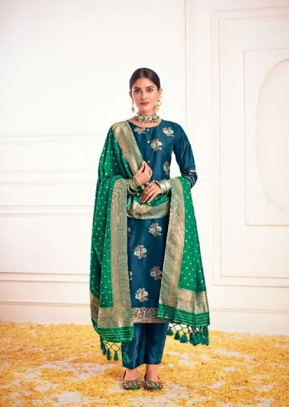 1001 Nitya Silk Jaquard Straight Cut Suit