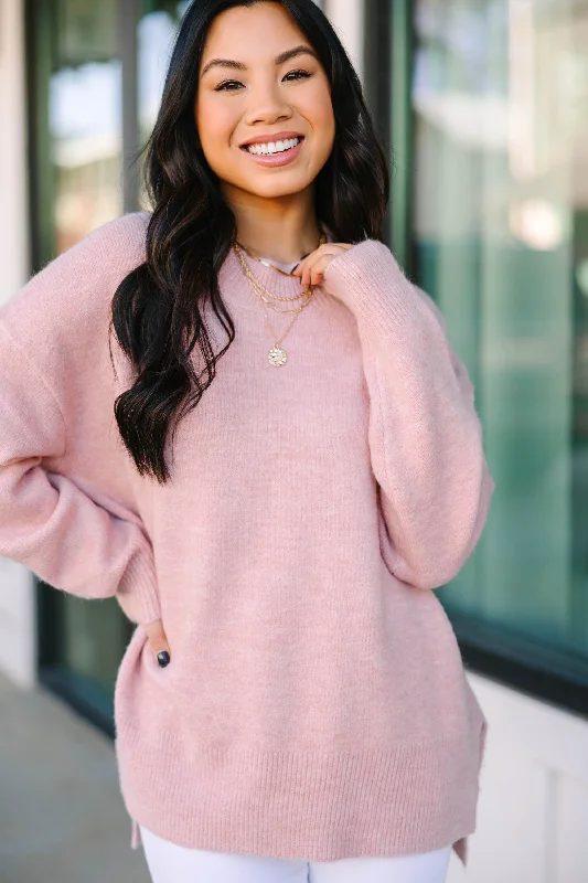 It Can Happen Pink Side Slit Sweater