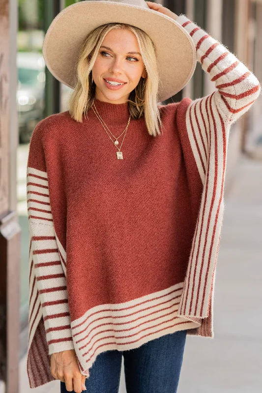 It's Tradition Marsala Orange Striped Sweater