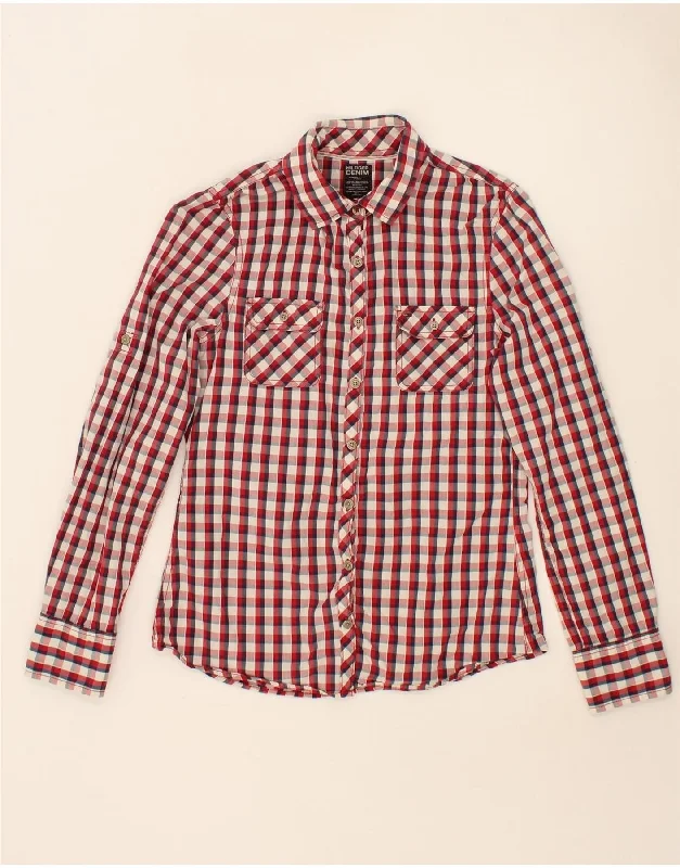 TOMMY HILFIGER Womens Shirt UK 12 Medium Red Check Cotton