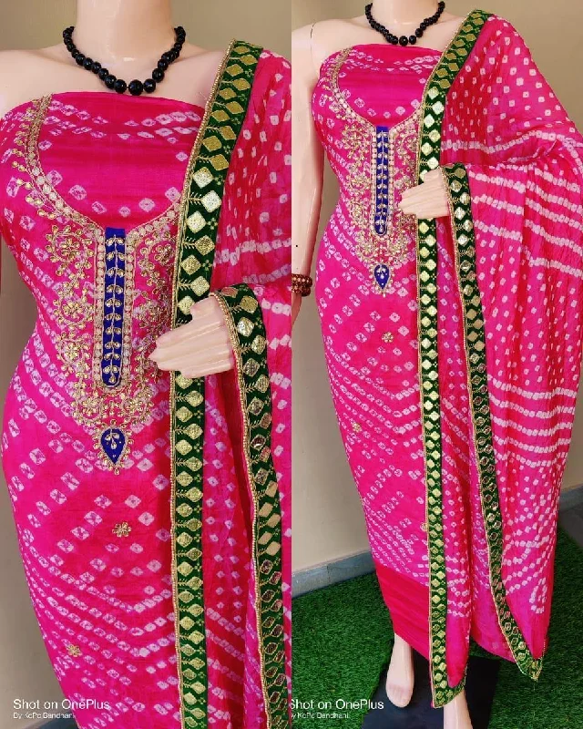 KcPc New Art Silk Bandhani GotapattiWork Salwar Suit KML