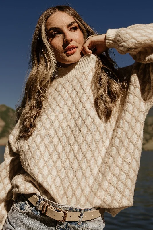 Hendrix Diamond Knit Sweater | Taupe