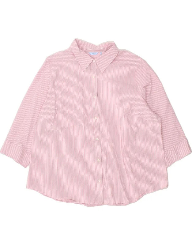 IZOD Womens Shirt Blouse UK 22 3XL Pink Striped Cotton