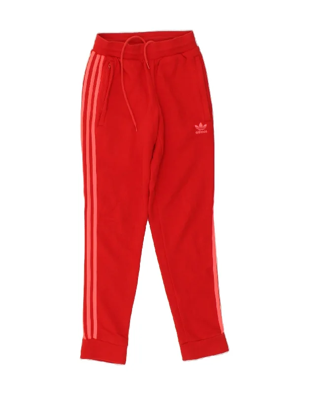 ADIDAS Womens Tracksuit Trousers Joggers UK 4 XS Red Polyester