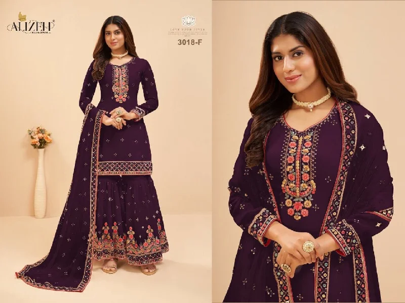 3018 F Heavy Georgette Embroidered Plazzo Suit