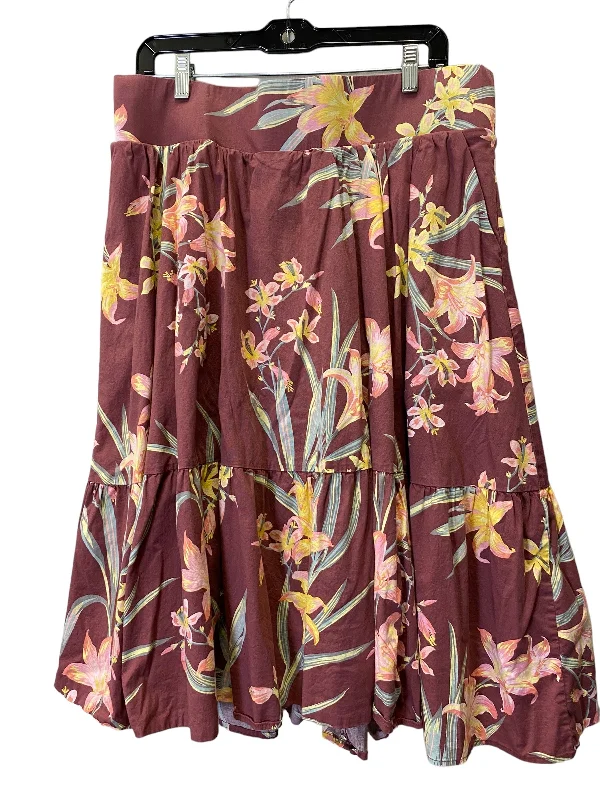 Skirt Midi By Torrid In Floral Print, Size: 1