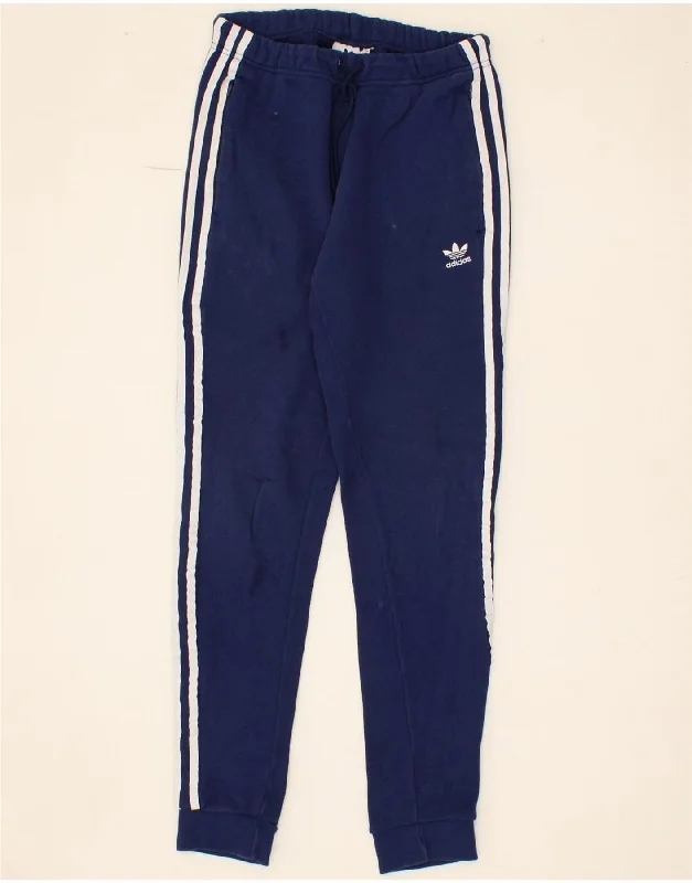 ADIDAS Womens Tracksuit Trousers Joggers UK 10 Small  Blue Cotton