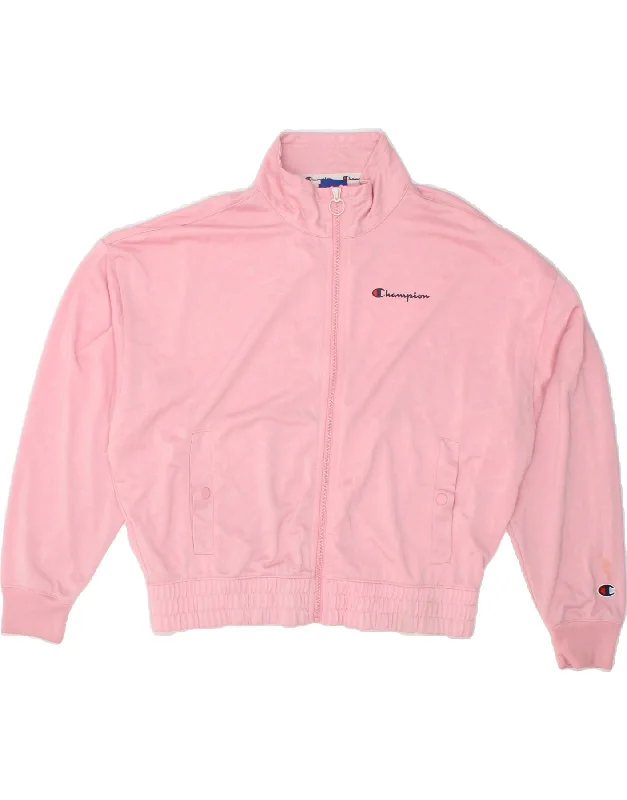 CHAMPION Womens Tracksuit Top Jacket UK 16 Large Pink Polyester