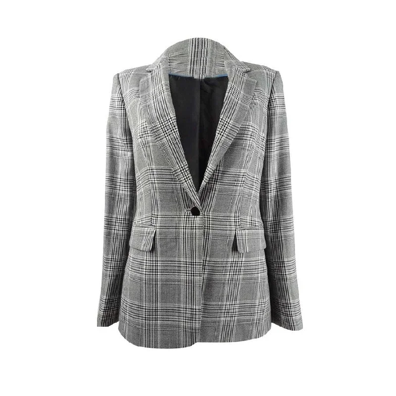 Calvin Klein Women's Plaid One-Button Blazer