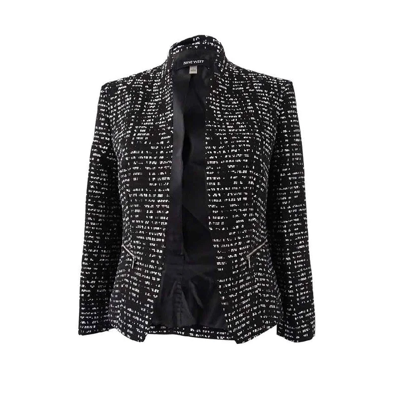 Nine West Women's Kiss-Front Jacquard Blazer