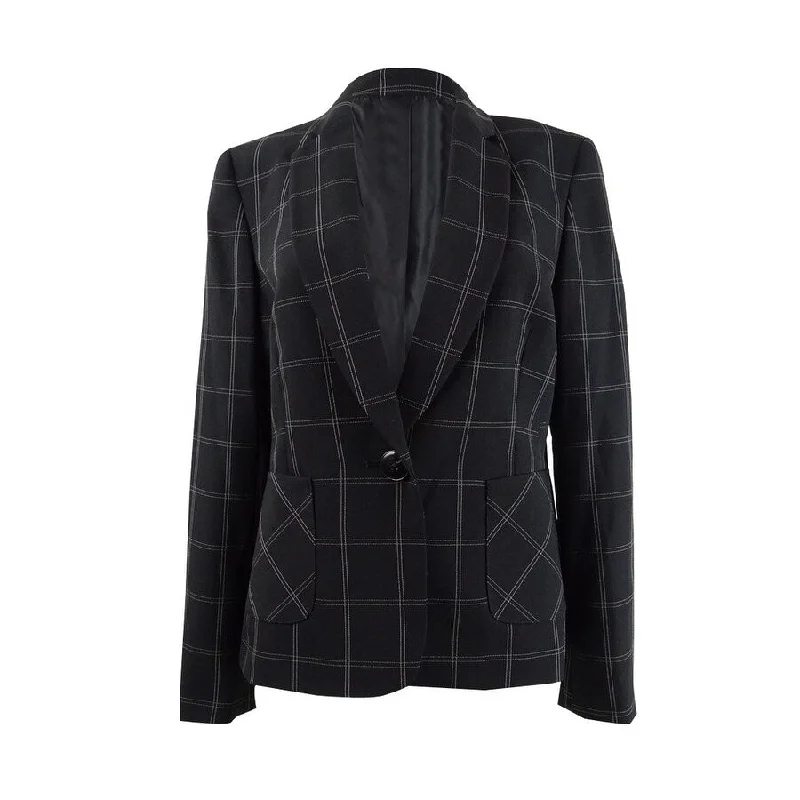 Kasper Women's Windowpane-Plaid One-Button Blazer