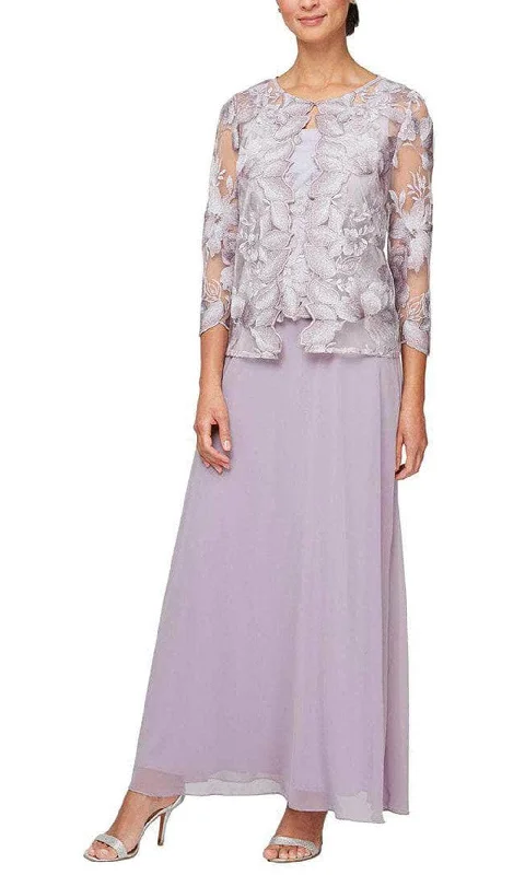 Alex Evenings - 81122422 Metallic Lace Quarter Sleeved Long Dress