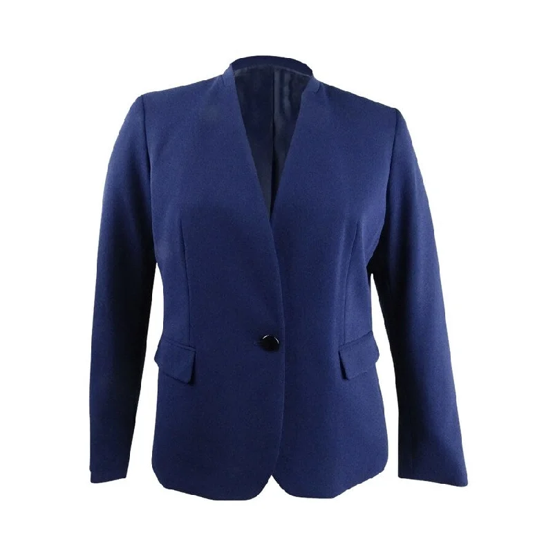 Nine West Women's Collarless Blazer (6, Blue Ink)