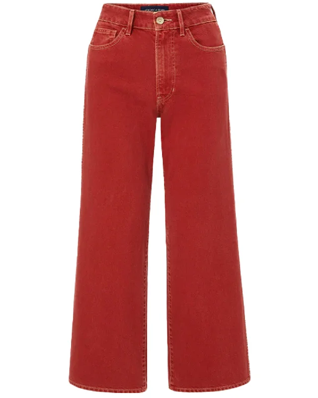 High Rise Taylor Wide Leg Crop Jean in Brick Red