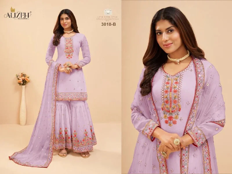 3018 B Heavy Georgette Embroidered Plazzo Suit