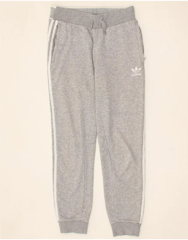 ADIDAS Womens Tracksuit Trousers Joggers UK 10 Small  Grey Cotton