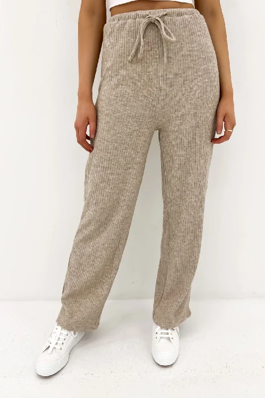 Caeleigh Ribbed Pant Beige