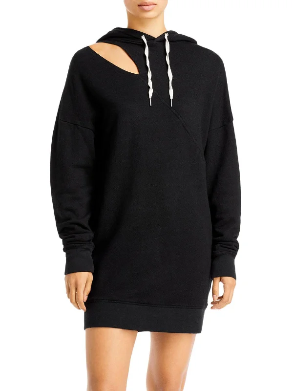 Frances Womens Cut-Out Hooded Sweatshirt Dress