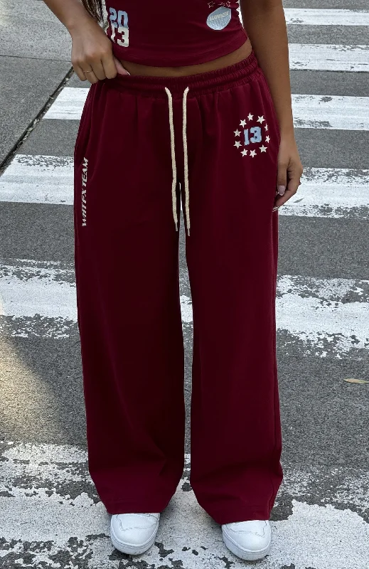 Full Schedule Track Pants Burgundy