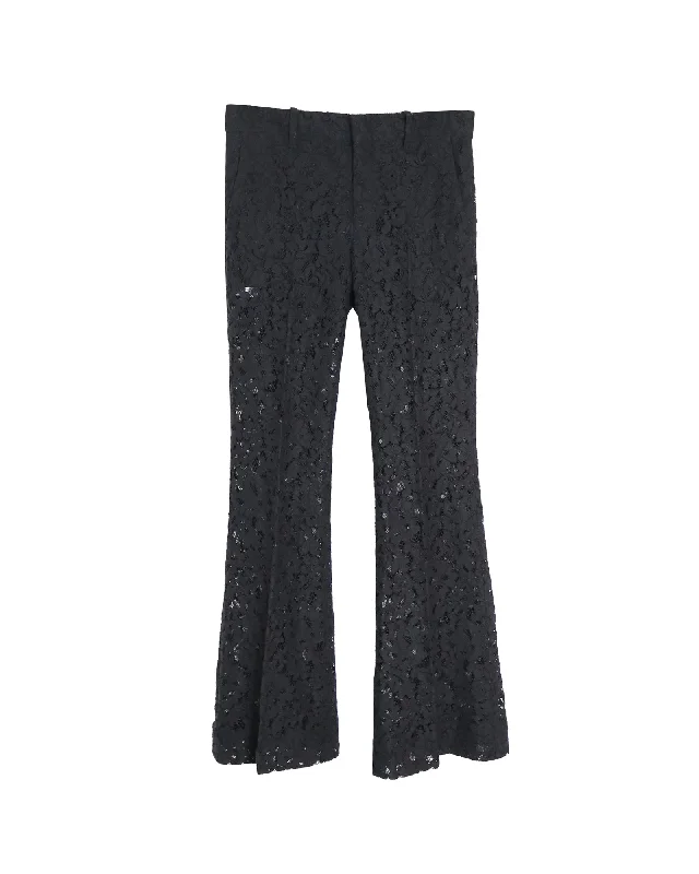 Gucci Lace Flared Pants in Black Cotton