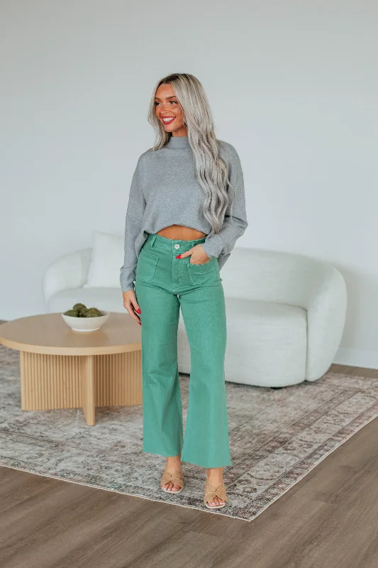 Hannah Wide Leg Pants - Clover