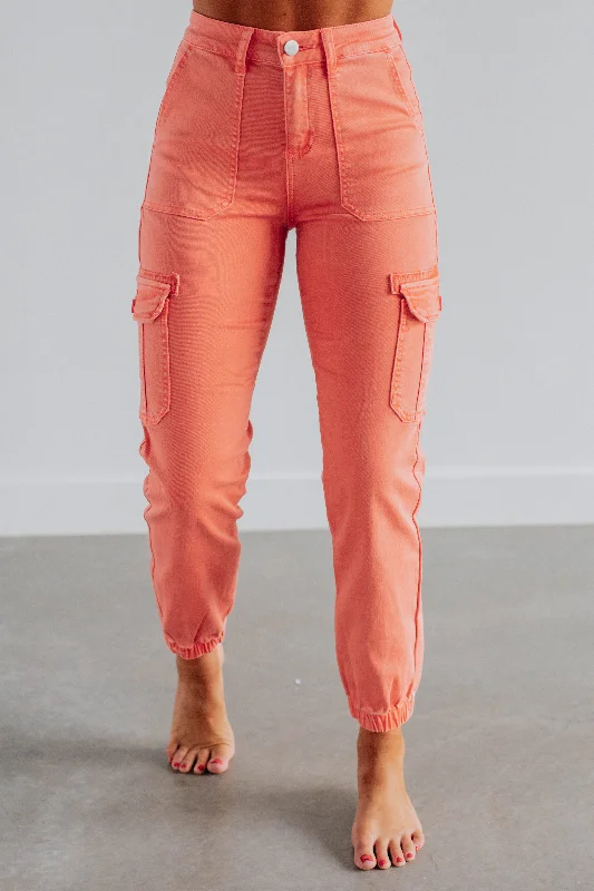 Jadia Risen Cargo Pants - Salmon