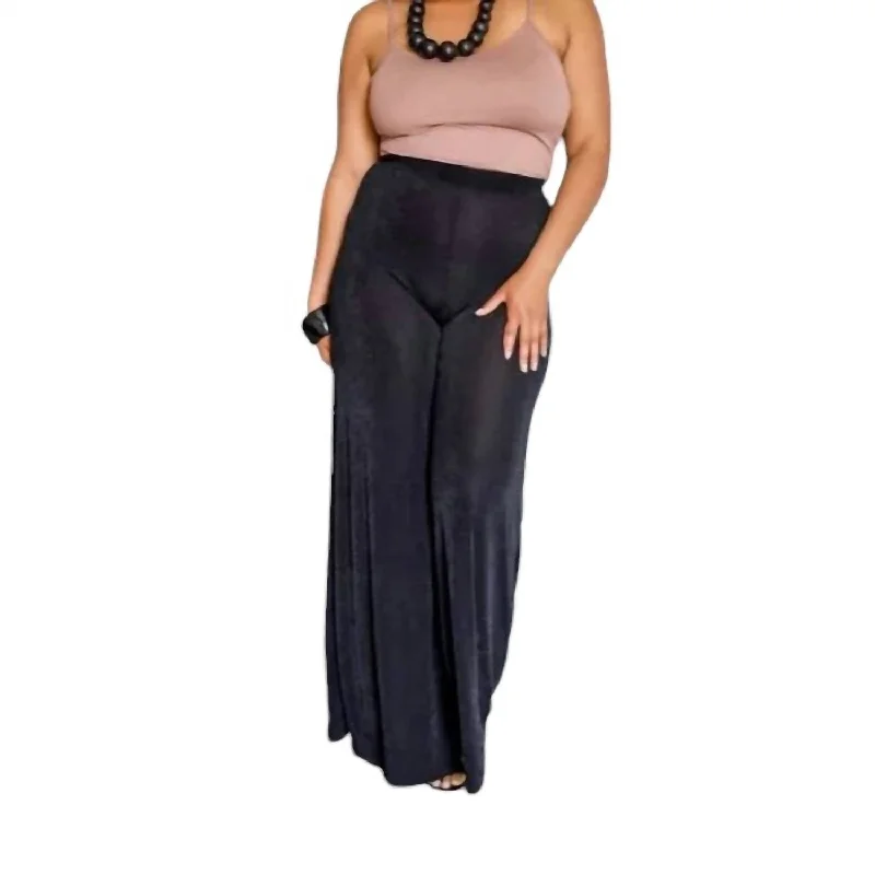 Slink Fabric Palazzo Pants In Black