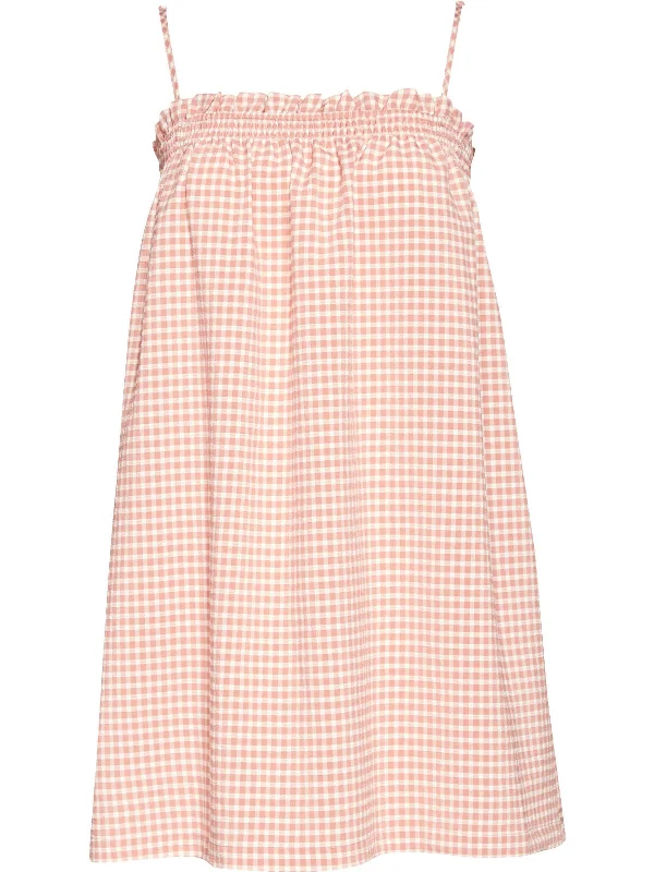 Womens Check Print Sleeveless Shift Dress