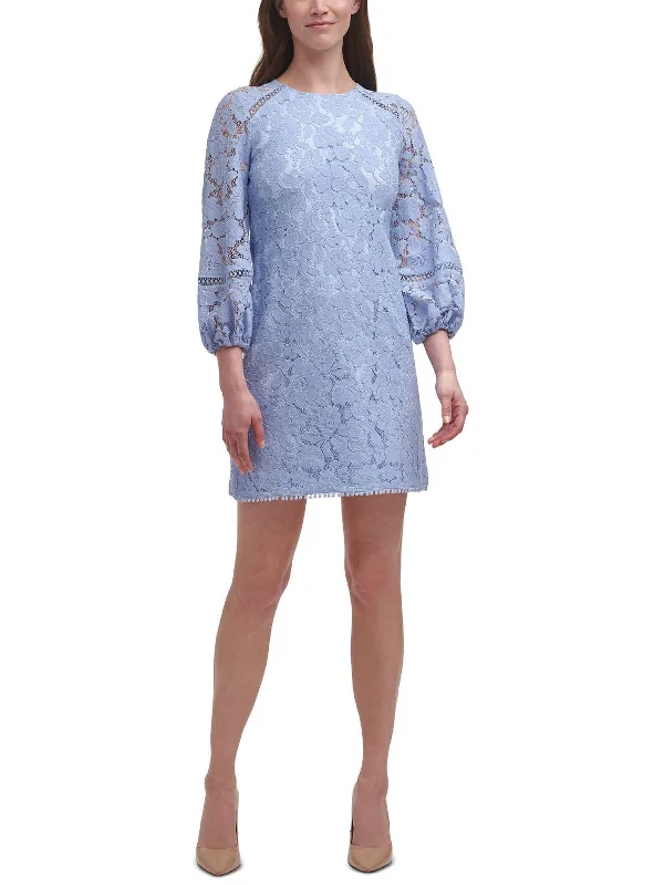 Womens Lace Floral Shift Dress