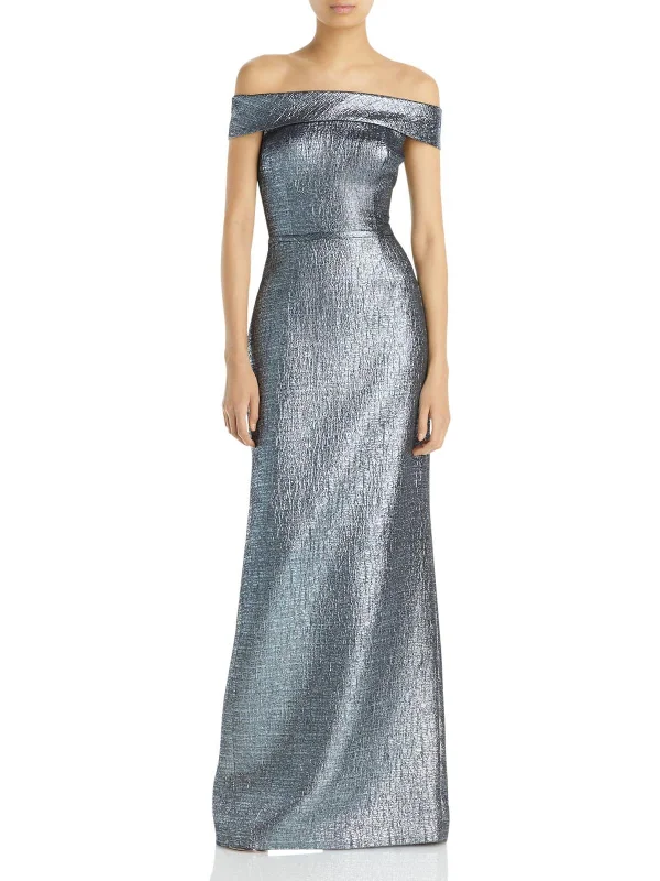 Womens Metallic Long Evening Dress