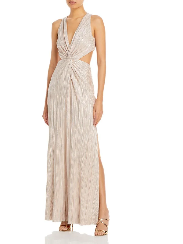 Womens Metallic Maxi Evening Dress