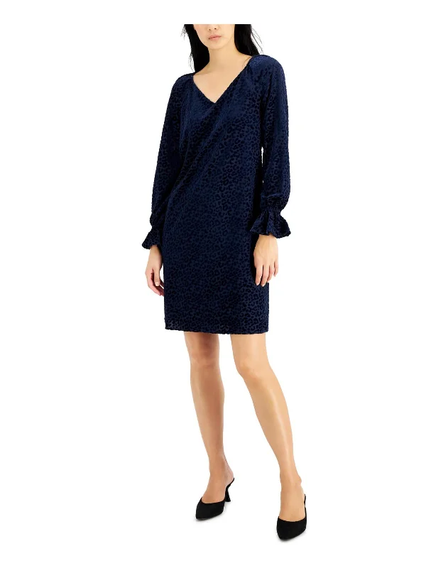 Womens Velvet Burnout Shift Dress