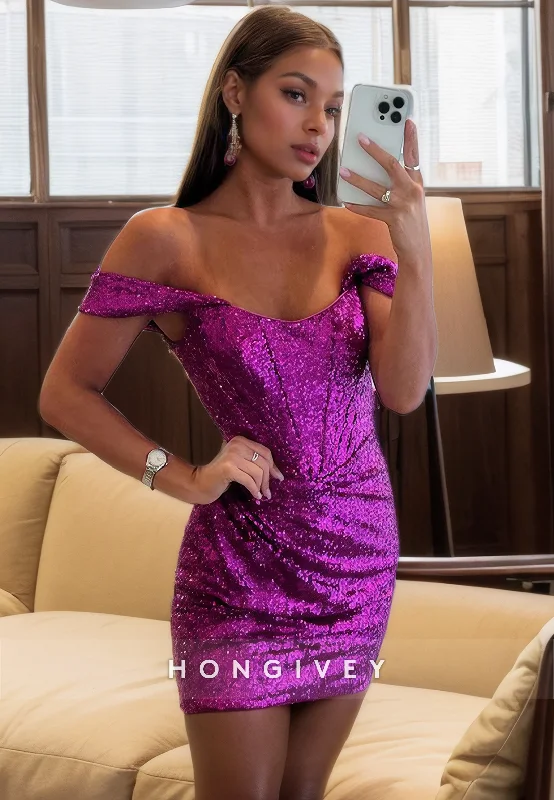 Off-Shoulder Fitted Empire Sleeveless Party Homecoming Dress